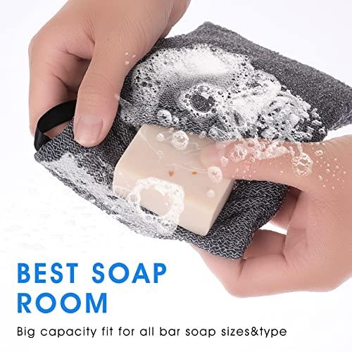 Sibba Sibba 2 PCS Soap Bar Holder Saver Body Scrubber Bath Sponges Shower Bag Pouch Case Container Mesh Cover Suds Sleeve Skin Tag Remover Body Scrubs Home Travel