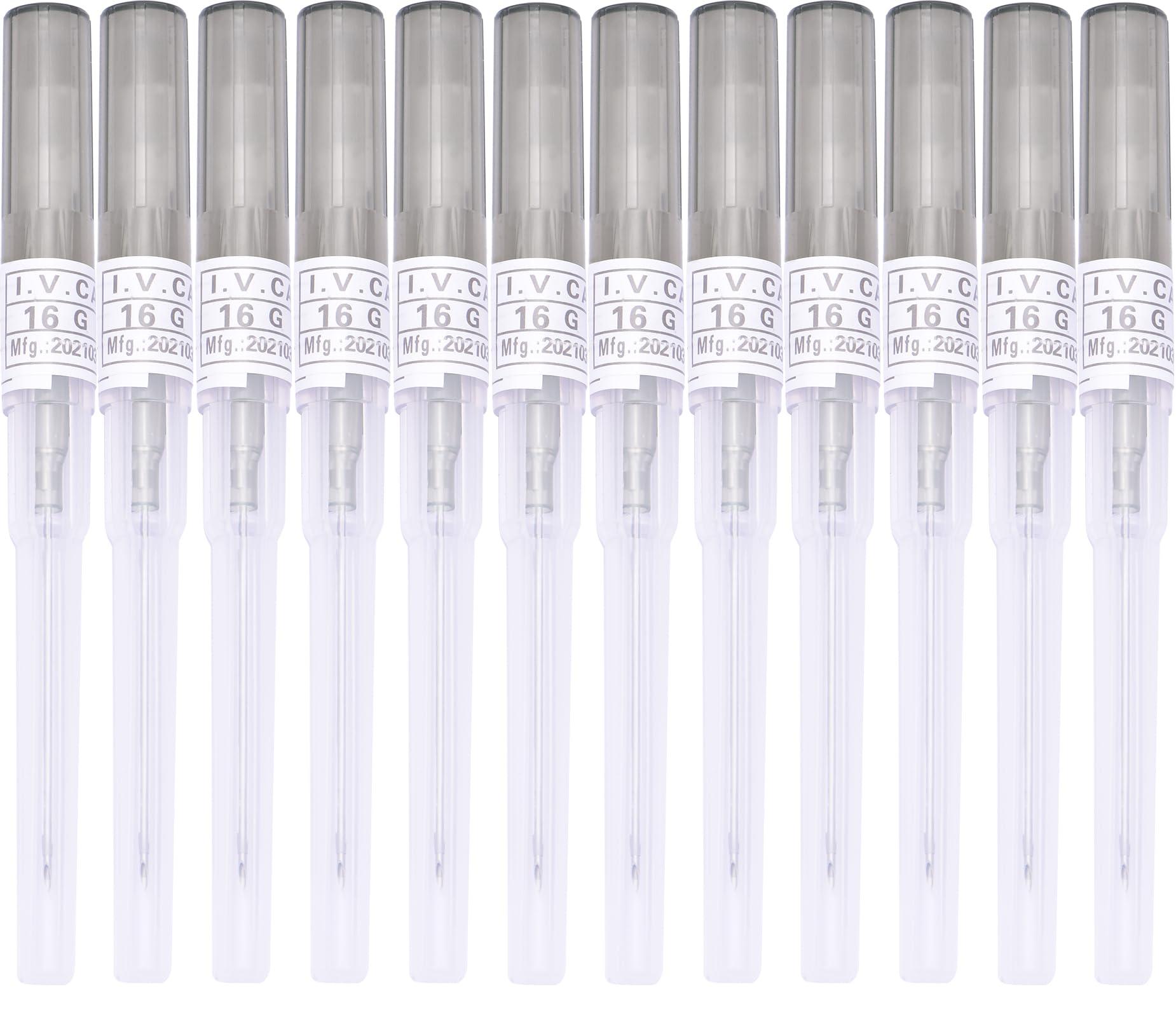 DJCIW DJCIW 12PCS 16G Catheter Piercing Needles,Disposable 16 Gauge IV Catheter Hollow Needles for Ear Nose Belly Lip Eyebrow Tongue Nipple Cartilage Piercing