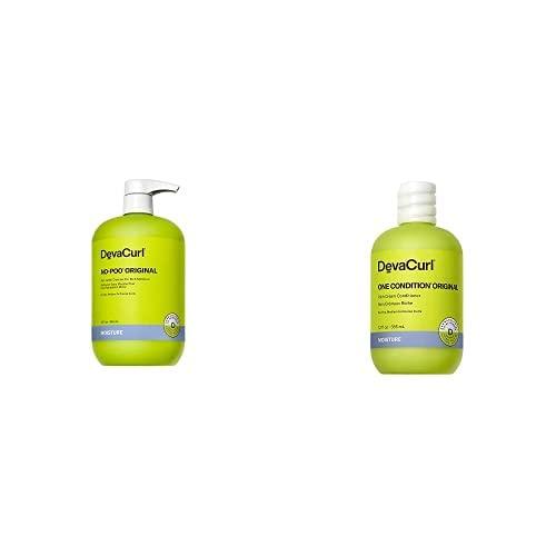 DevaCurl DevaCurl No-Poo Original Zero Lather Cleanser and One Condition Original Rich Cream Conditioner, 12 fl oz | Bundle