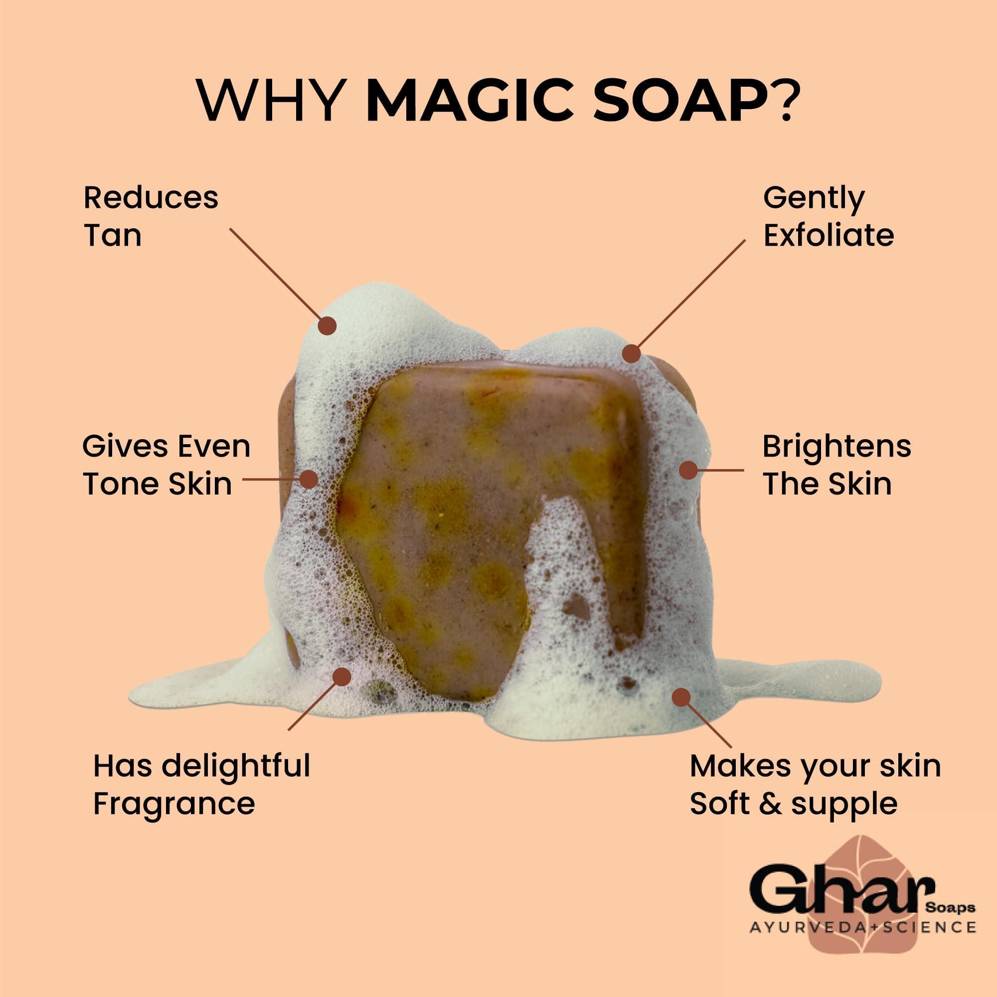 GHAR SOAPS GHAR SOAPS Sandalwood & Saffron Magic Soaps For Bath | Paraben Free | Chandan & Kesar Bath Soap | Handmade Soaps For Glowing | Skin lightening Soap For Men & Women (10.58)