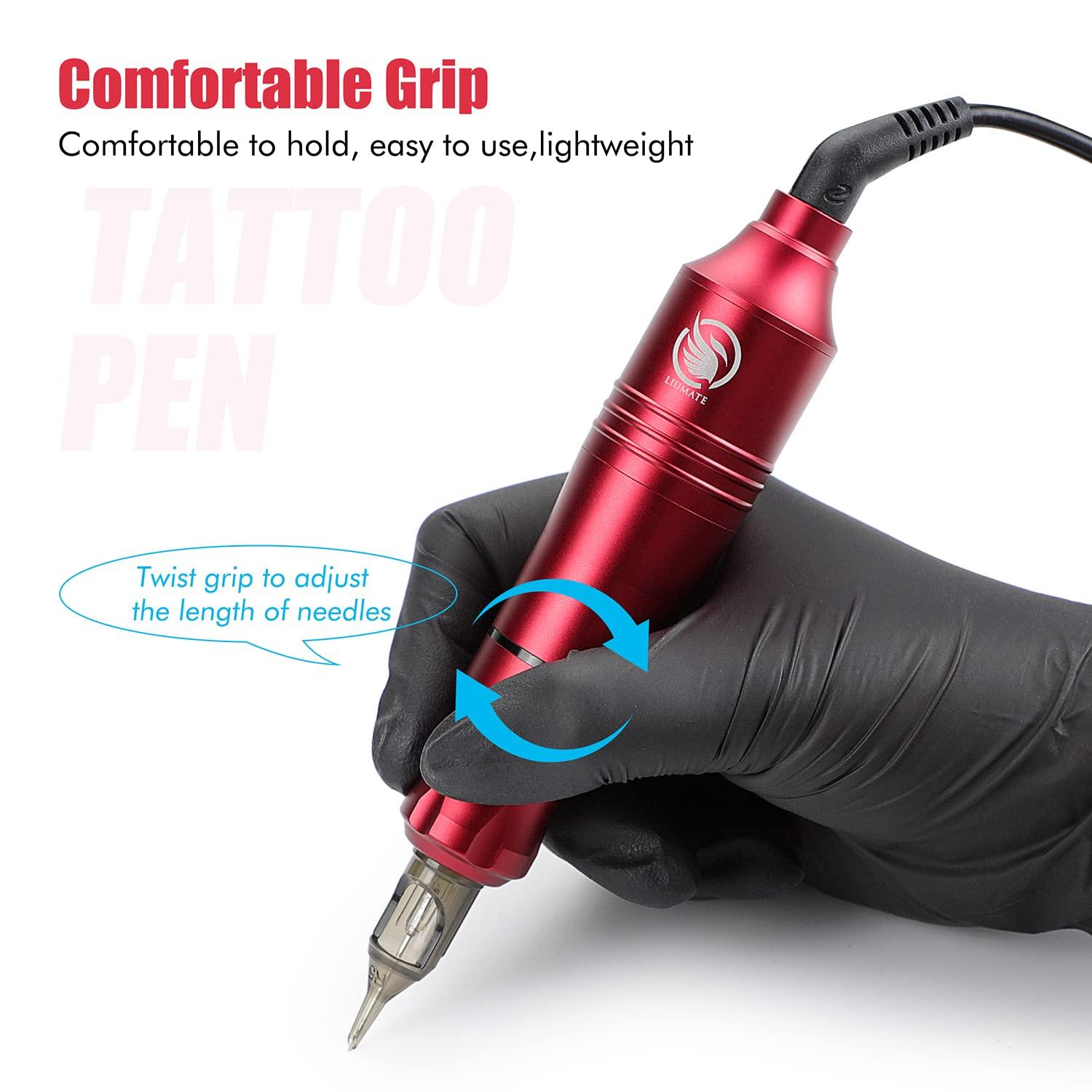 LIUMATE Tattoo Kit, Tattoo Pen Kit Rotary Tattoo Machine Kit Professional Complete Tattoo Gun Kit with Power Supply 20 Cartridge Needles 6 Color Tattoo Ink