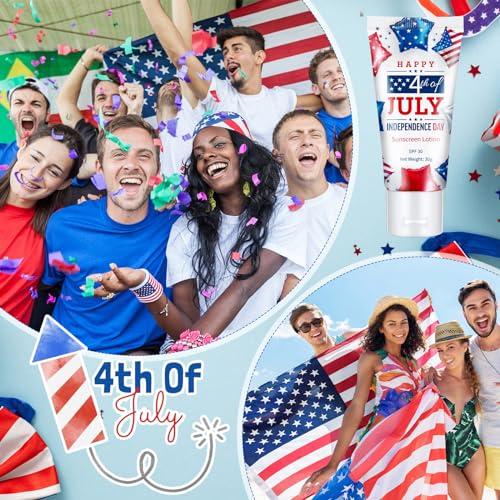 Dansib Dansib 12 Pcs Mini Sunscreen Bulk for Summer SPF 30 Water Resistant Sunscreen Lotion Bulk for Thank You Gifts Wedding Bridal Shower Favors Travel for Wedding Party (Independence Day)