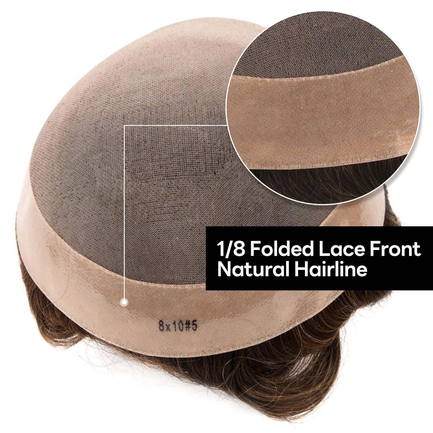 Generic Generic Hair System For Men Toupee Fine Mono Hair Piece European Human Hair Replacement NPU Skin Around Toupee For Men (20# Light Ash Blonde, 8x10\"\"-100% Light Med-Light Density)