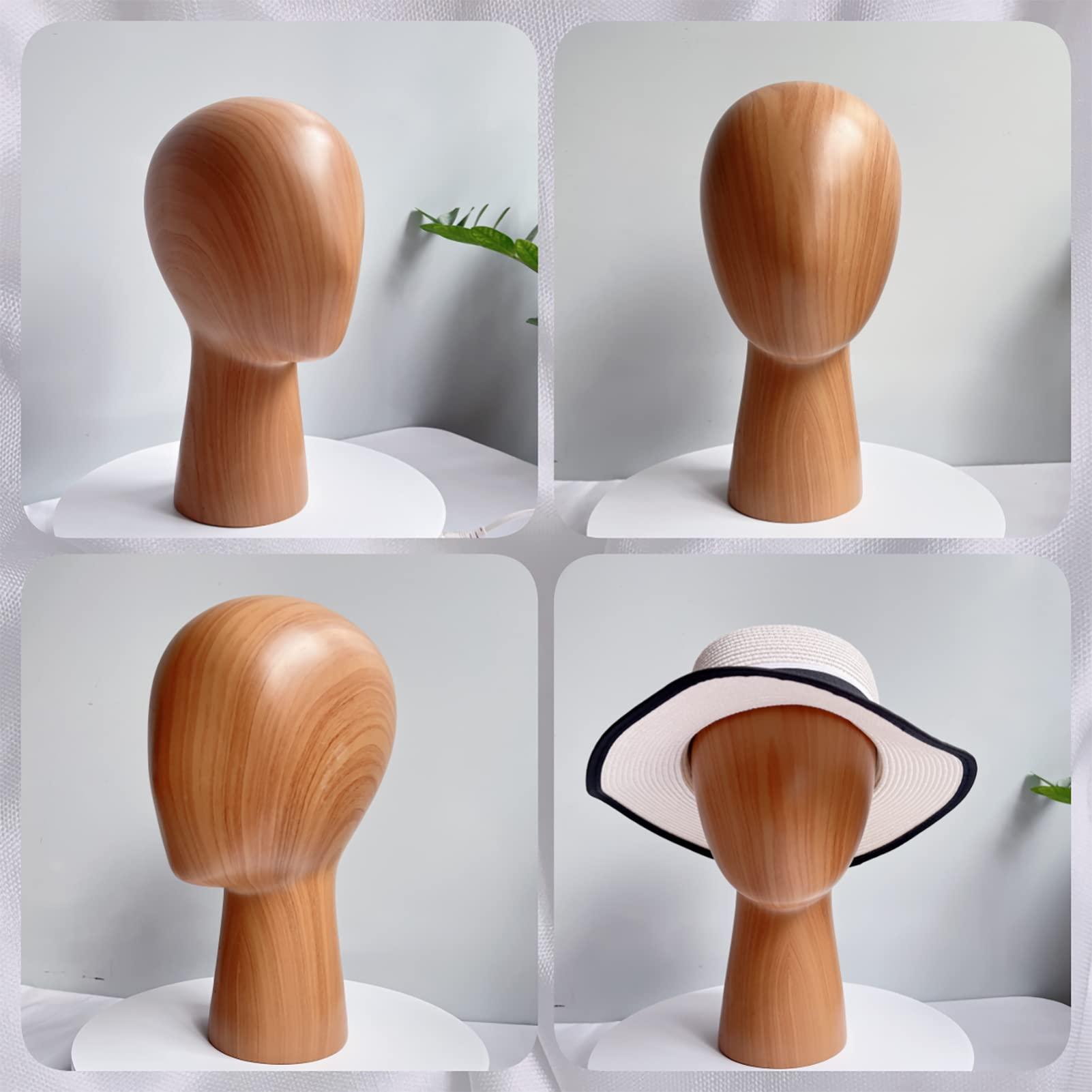 CHADWICK CHADWICK Mannequin Head Block, Hat and Wig Display Stand, Imitation Wooden Wig Head Stand, Abstract Dome Model Head, Manikin Head Hat Holder for Shop, Hair Salon, Home Decor, Durable GFRP Material
