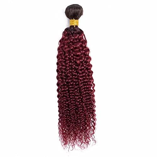 FEEL ME FEEL ME Ombre Curly Weave Human Hair Bundles Premium Brazilian Curly Virgin Hair 3 Bundles Ombre 1b/99j Burgundy Brazilian Deep Curly Hair Bundles(18 20 22)