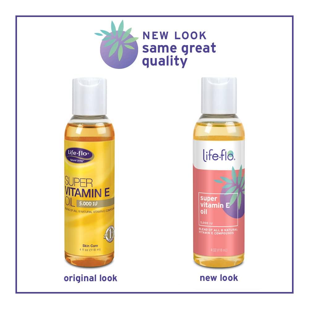 LIFE-FLO Life-flo Super Vitamin E Oil 5000IU with 8 Vitamin E Compounds | Skin & Antioxidant Support | Soothing Hydration | 4oz