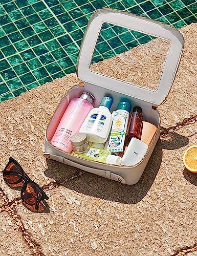 Popvibe Popvibe Slim Makeup Brush Bag Travel Clear Toiletry Bag for Women Cute White Make Up Bag for Traveling Cosmetic Bag Organizer Waterproof Tansparent Beauty Makeup Case