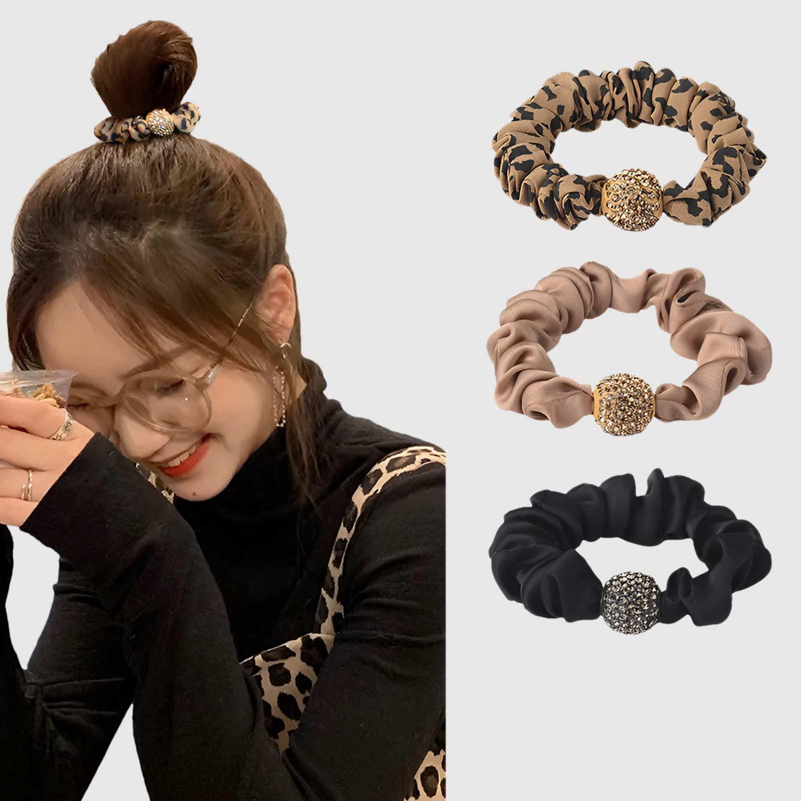 RTTYOA RTTYOA Small Scrunchies, Silk Satin Little Thin Hair Scrunchie, Soft Elastics Scrunchy Donut Hair Ties Ponytail Holder, Leopard Cheetah Floral Polka Dot Bow Hair Bands (Style D)