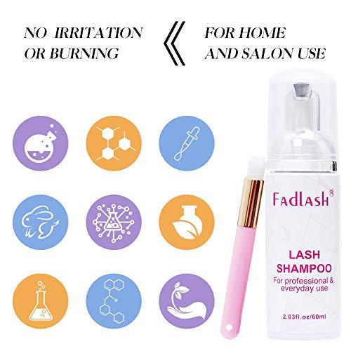 FADLASH Eyelash Extension Cleanser FADLASH Lash Shampoo 60ml with a brush Wash Foaming Eyelid Cleanser Gentle Formula For Sensitive Skin Professional Salon& Self Use