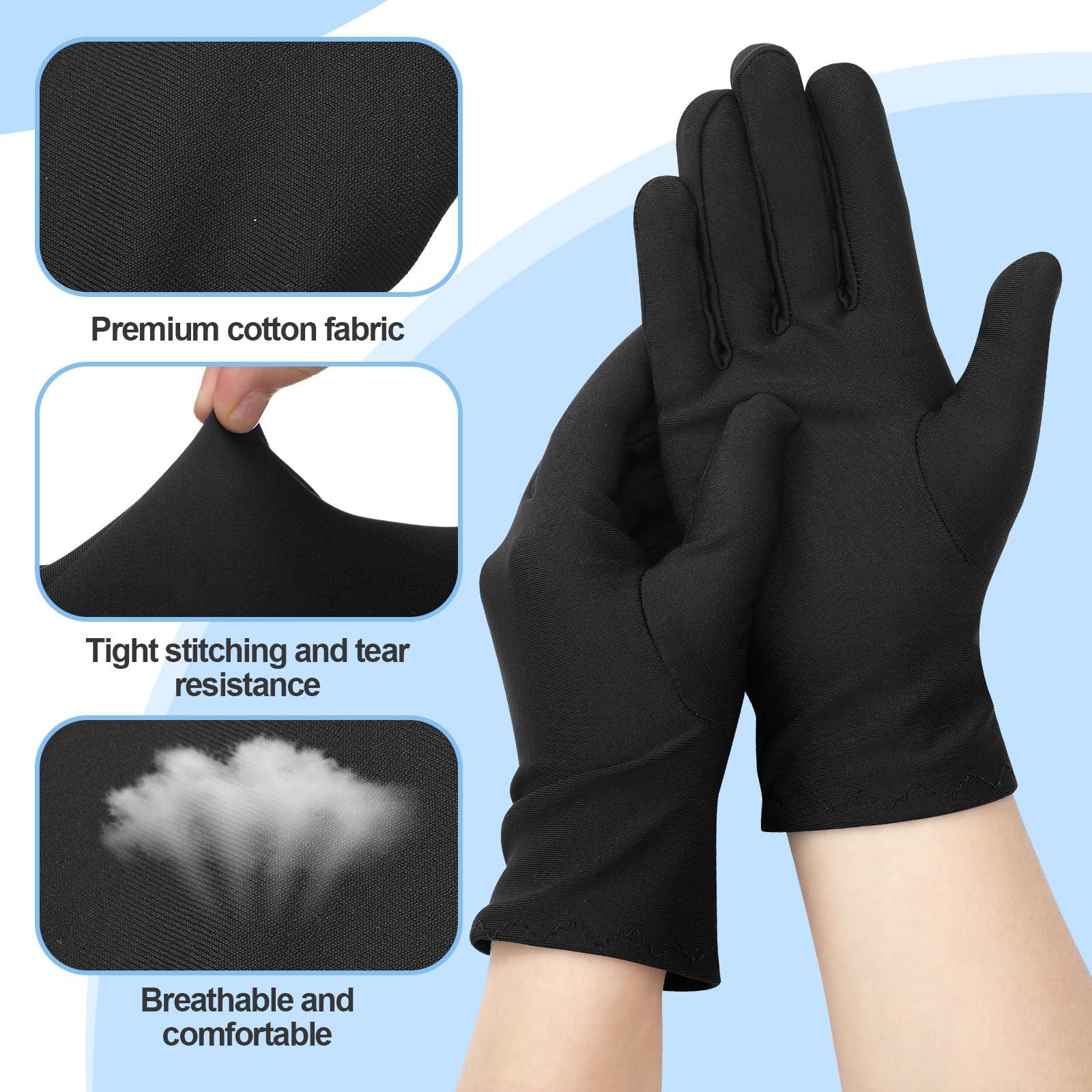 Coume Coume 6 Pairs Eczema Gloves Bamboo Reusable Moisturizing Gloves for Dry Hands Eczema Spa Women Men(Black)