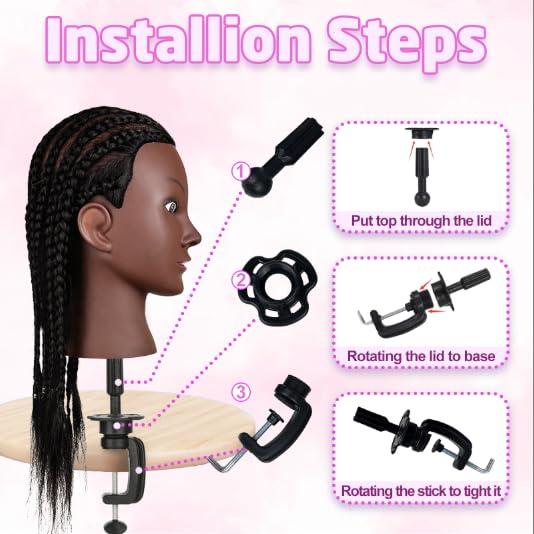 Opini Opini 16\" Mannequin Head Human Hair with 100% Real Hair Cosmetology Mannequin Doll Head for Hairdresser Practice Braiding Hairstyling with Free Table Clamp Stand (16 Inch)