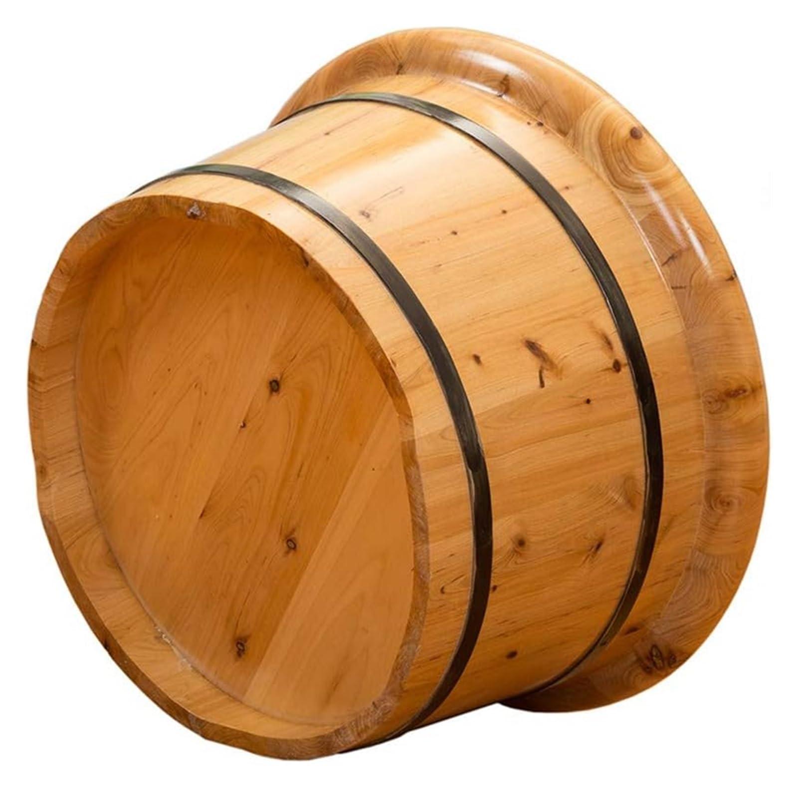 IFGSIWRIJIKWJJEA Wooden Foot Basin,Wood Foot Tub, Wooden Foot Basin Solid Wood Foot Tub,Cedar Foot Bath Barrel,Pedicure Bowl Spa Massage Cedar Pedicure Barrels, (Color : with Lid) (with Lid)