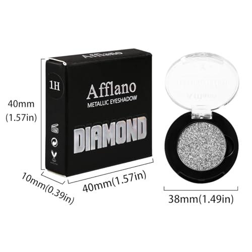 Afflano Afflano Silver Glitter Eyeshadow Super Pigmented, Intense Color Gray Silver Eyeshadow Palette Single, Long Lasting Sparkle Shimmer Metallic Glitter Eyes Look, Blendable Neutral Grey Eye Shadow Makeup