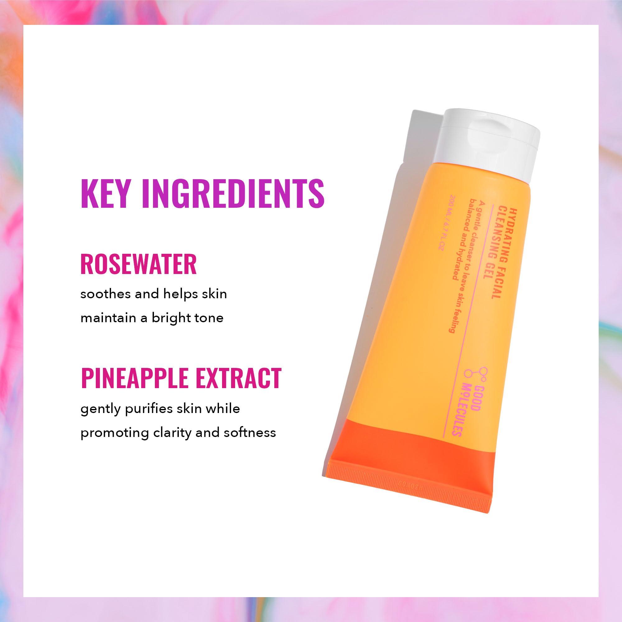 Good Molecules Good Molecules Hydrating Facial Cleansing Gel - Face Wash with Rosewater and Pineapple - Skincare for Face, Brighten, Cleanse and Moisturize