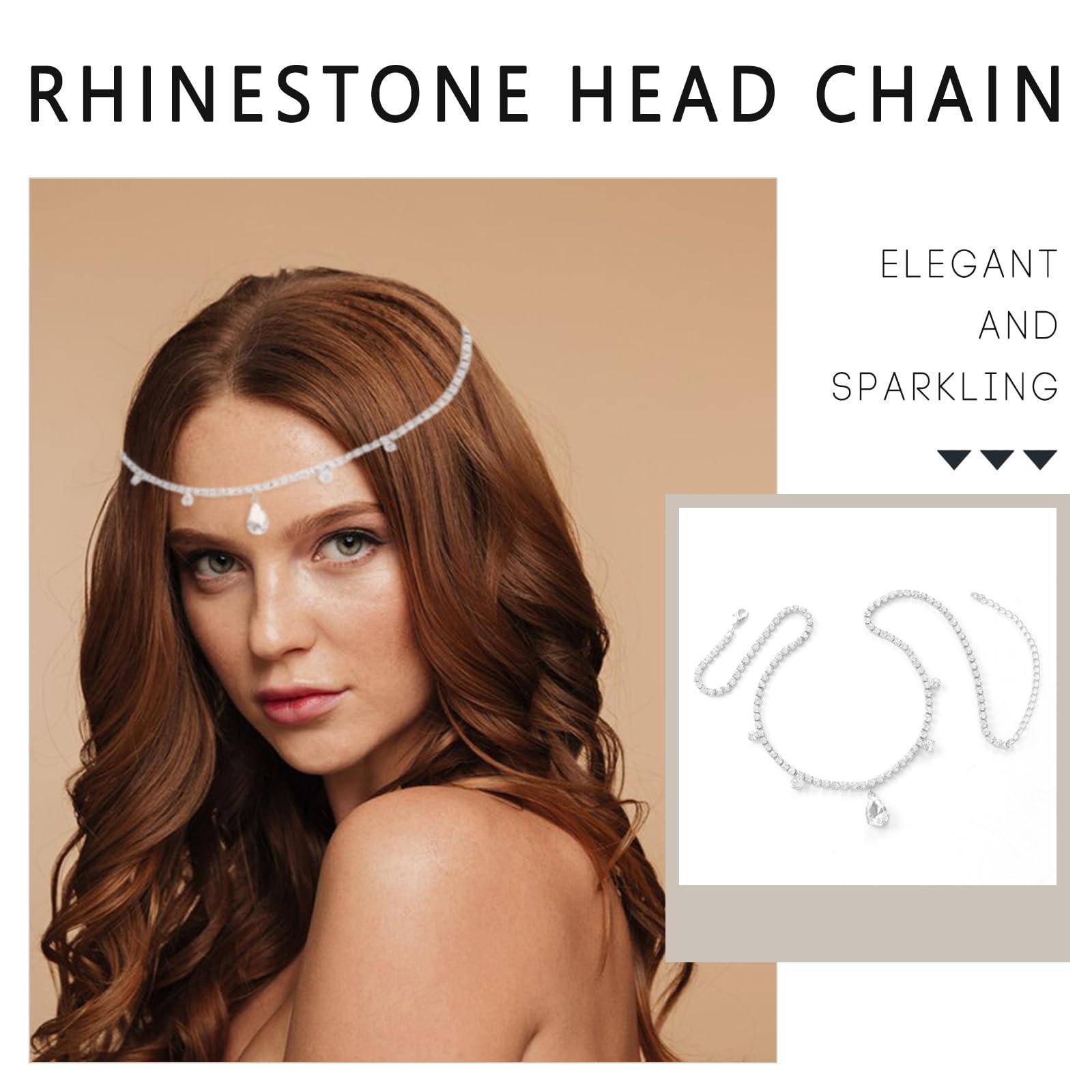 YAEISM YAEISM Silver Head Chain Headpiece Boho Wedding Hair Chains Elegant Bridal Hair Accessories for Women and Girls