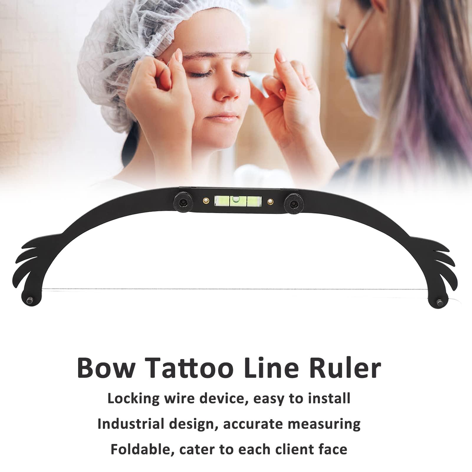 Pongnas Eyebrow Line Marker Ruler Set, Foldable Brow Mapping String Tool Thread Microblading Line Marker Measuring Ruler Kit (Black)