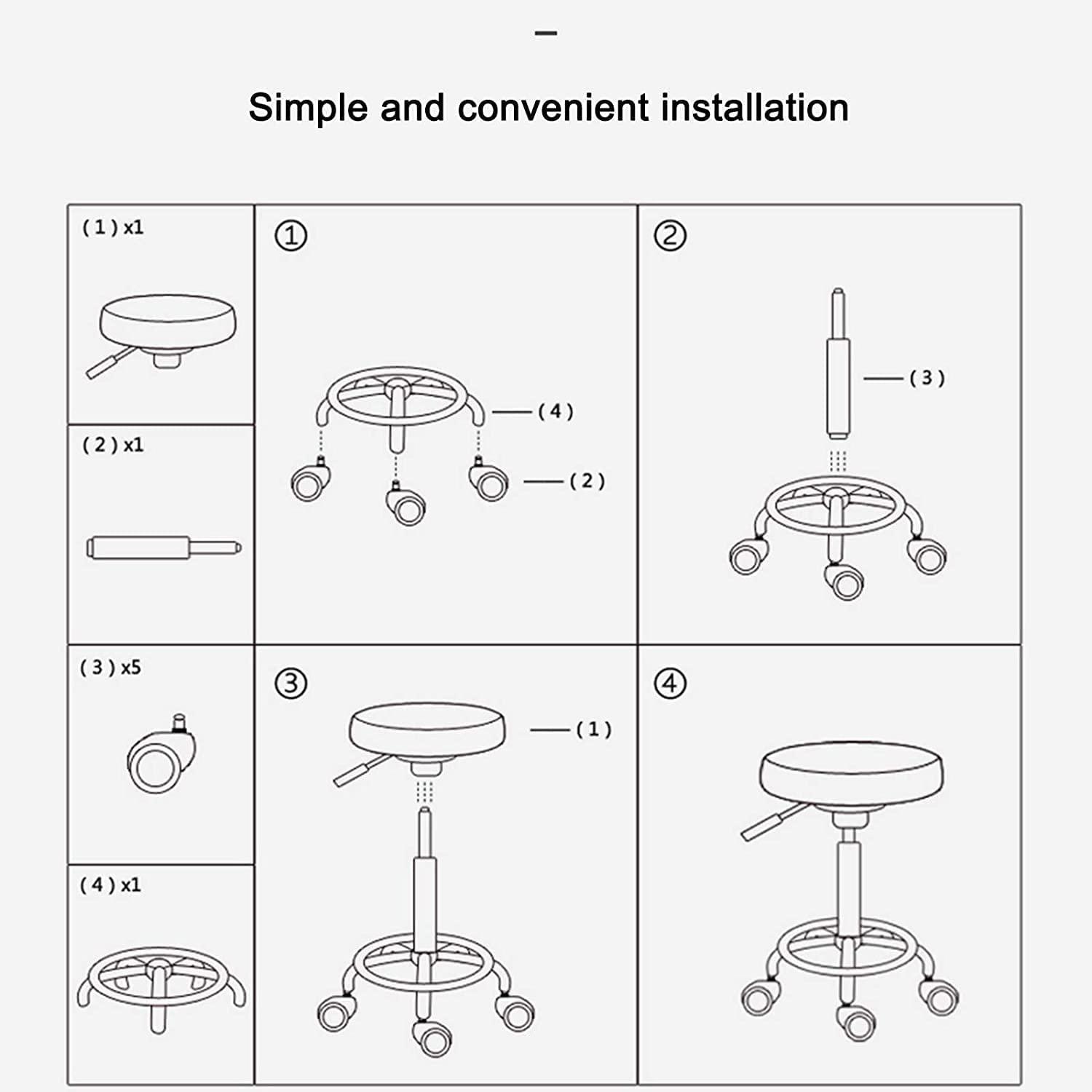 SOVORM Rolling Stools Stool on Wheels Chair Height of Adjustable Rolling Stools Pu Leather Beauty Salon Round Stool, Height Adjustable Hydraulic Rolling Rolling Stool (Blue) The New