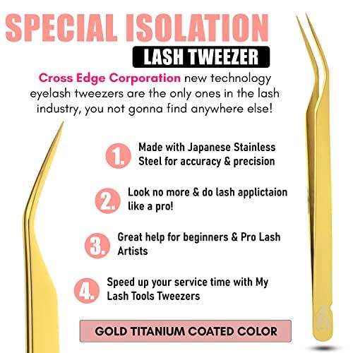 Cross Edge Corporation My Lash Tools New Isolation Lash Tweezers For Eyelash Extensions Best for Individual Isolation & Classic Lashes Japanese Stainless Steel Lightweight Precision Lashing Twisers (Gold)