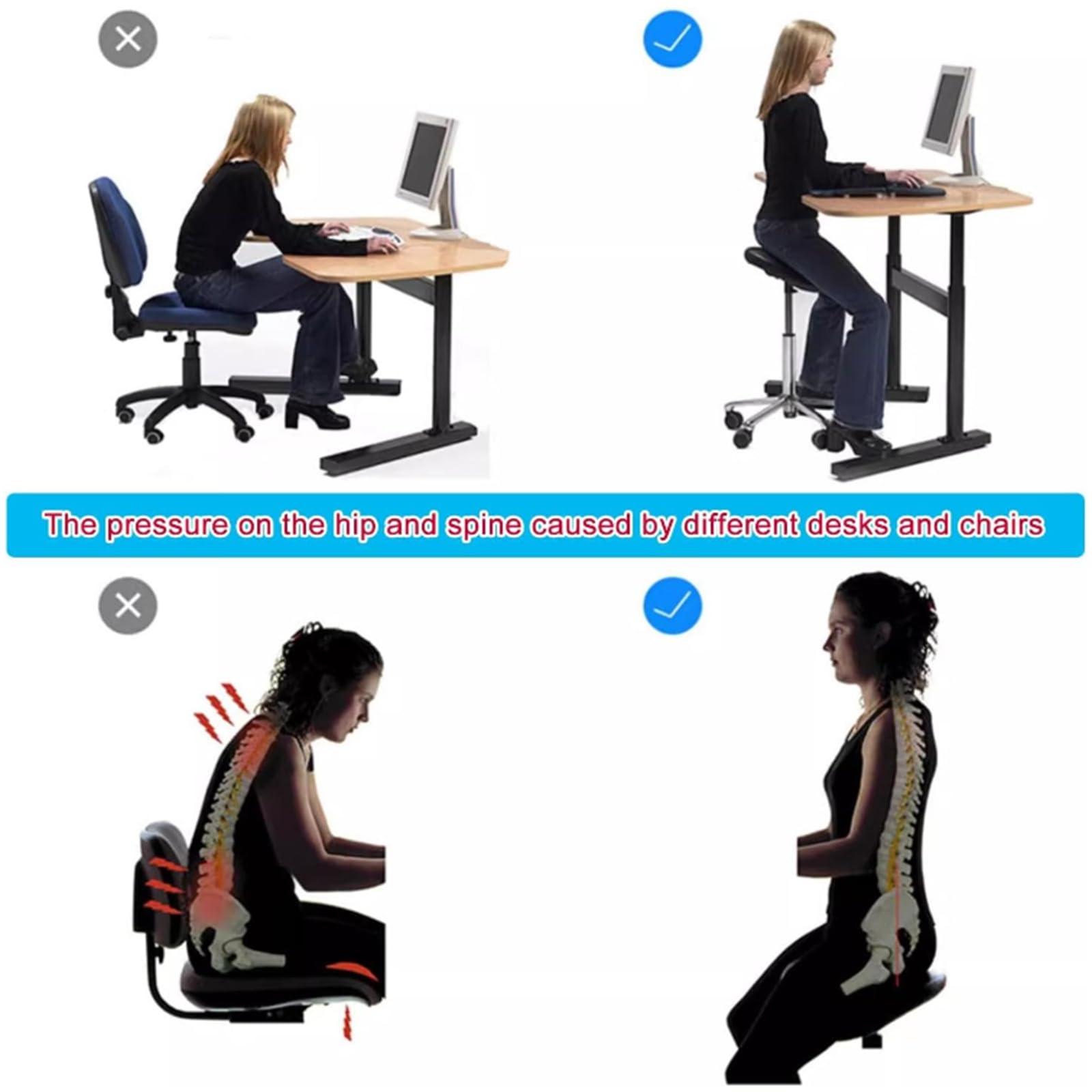 SFKLYU SFKLYU Rolling Saddle Stool with Foot Ring Ergonomic Saddle Stool Dental Chair Salon Stool Adjustable Height for Clinic Dentist Spa Massage Salons,L