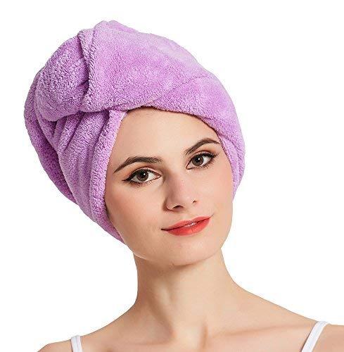 HOPESHINE HOPESHINE Women's Soft Shower Hair Towel Twist Hair Turban Wrap Drying Cap Great Gift for Women (Purple 3-Pack)
