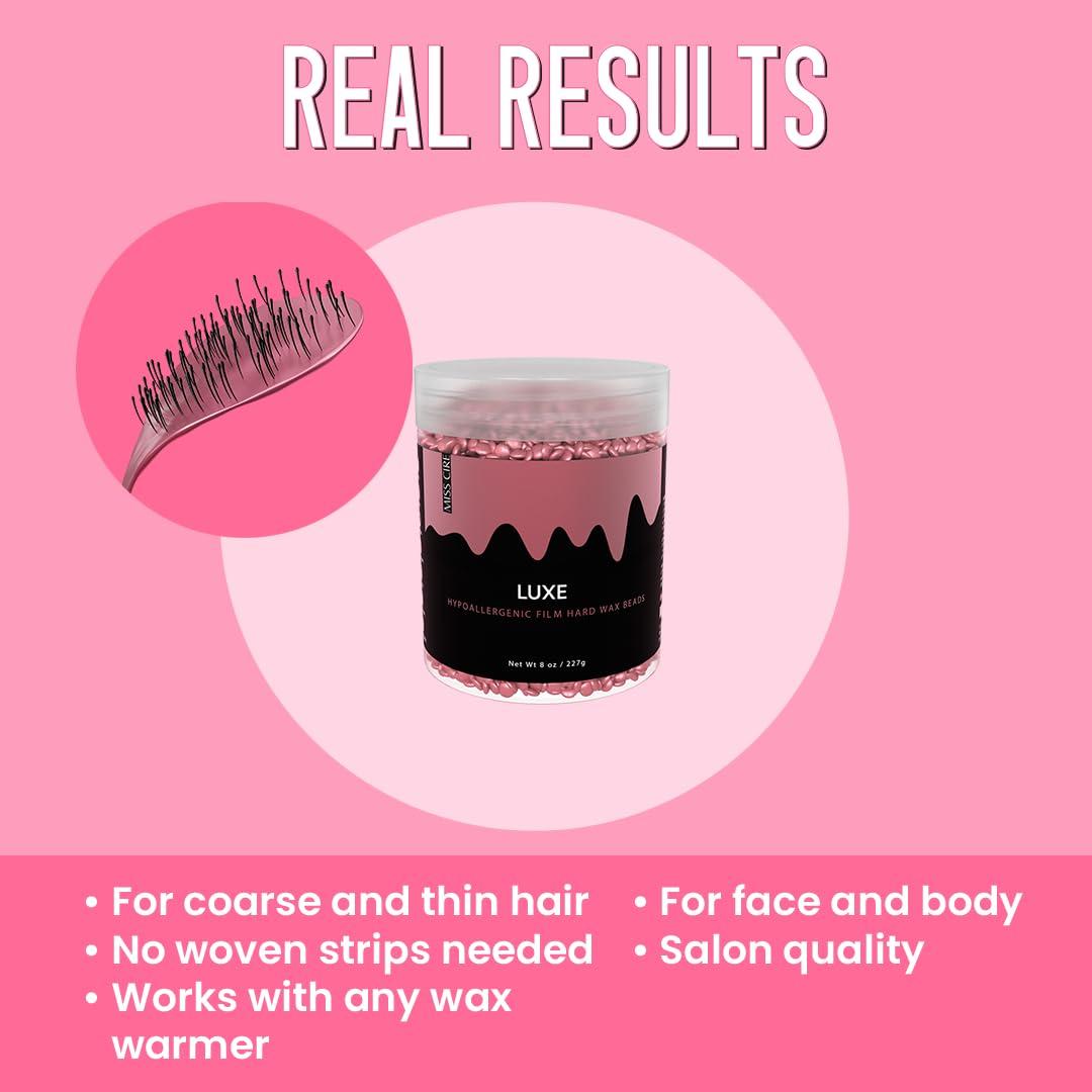 Miss Cire Miss Cire Metallic Pink Hypoallergenic Vegan Hard Wax Beads - Painless Hair Removal Peel-Off Wax - No Strips Needed - Low melting Point - Ultra Smooth - For Sensitive Skin - Face and Body - 8 Oz