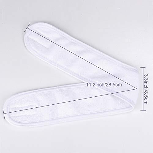 Whaline 4 Counts Spa Facial Headband Whaline Head Wrap Terry Cloth Headband Stretch Towel with Magic Tape for Bath, Makeup and Sport, 3.5\" Wide (White)