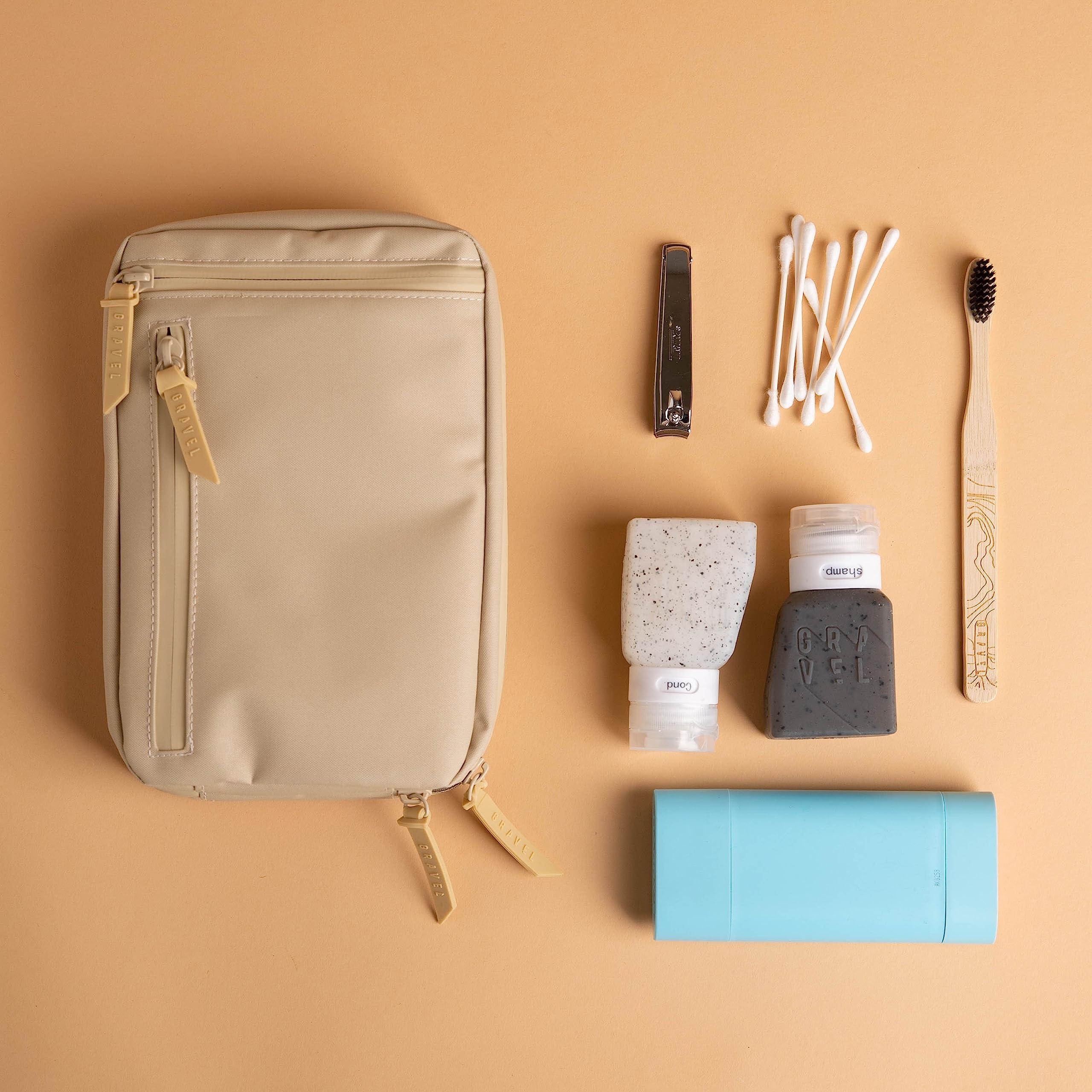 Gravel Gravel Hanging Toiletry Bag  Water-Resistant Dopp Kit for Men & Women (Sand, Slim)