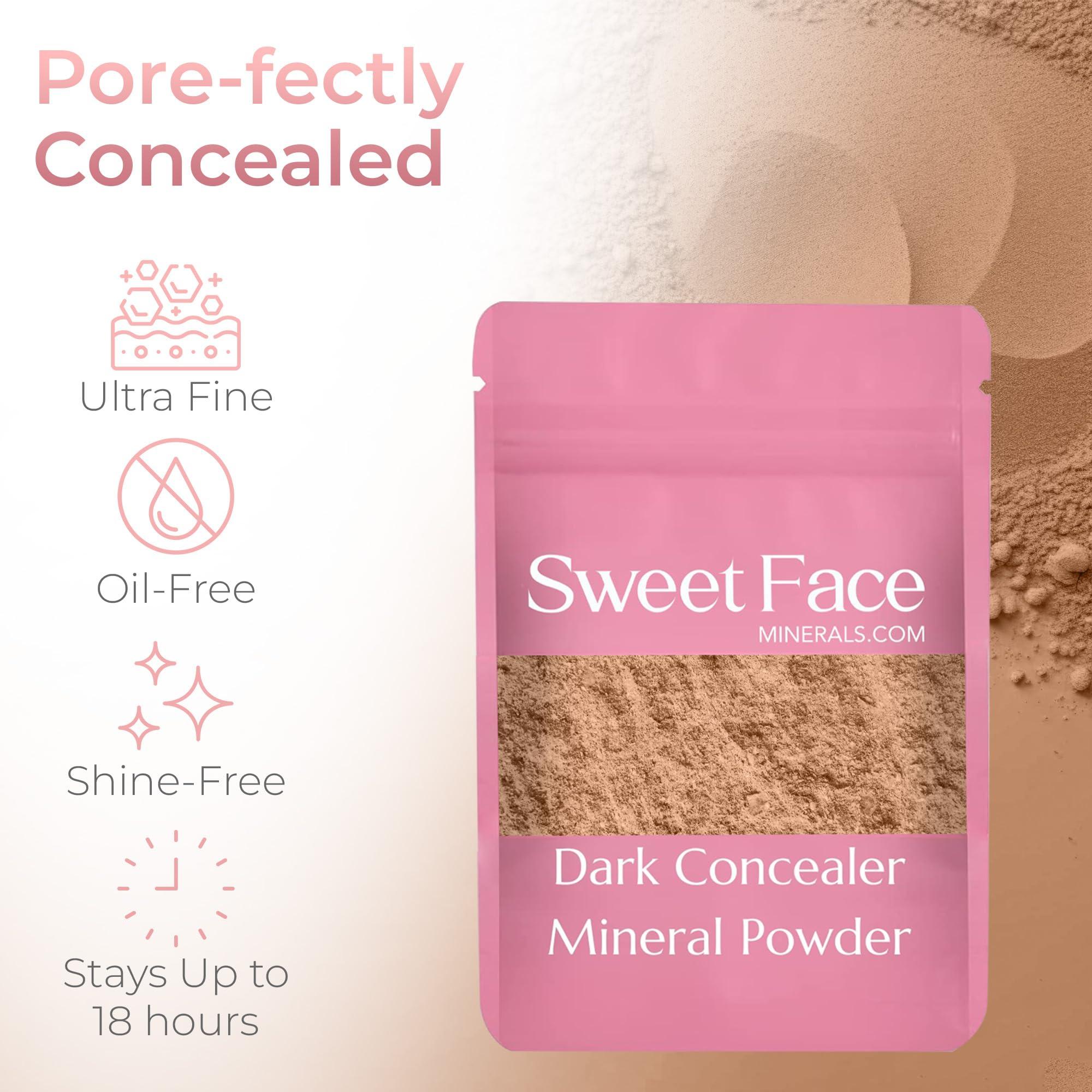 Sweet Face Minerals (12 Gram Bag) Dark Concealer Powder Refill by Sweet Face Minerals, High Coverage Concealer, Under Eye Concealer for Mature Skin, SPF 30 Concealer, Skin Foundation Concealer, Refillable Pouch