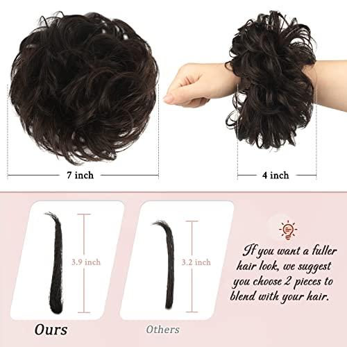 RUWISS RUWISS Messy Bun Hair Piece 100% Human Hair Messy Rose Bun Hair Buns Hair Piece for Women Real Hair Scrunchies Updo Hair Pieces Bun Extension Ponytail Messy Hair Bun (Darkest Brown)