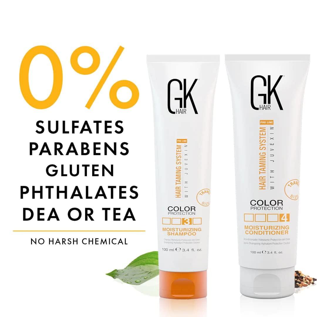 GK HAIR GK HAIR Global Keratin Moisturizing Shampoo and Conditioner Set 100ml I ThermalStyleHer - 100ml/3.4oz I Organic Argan Oil Hair Serum For Frizz Control Dry Damage Hair Repair 10ml