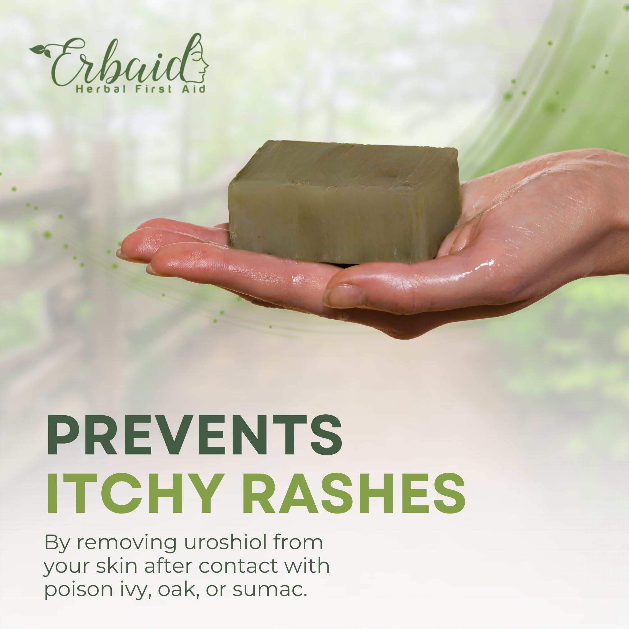 Erbaid Poison Ivy Soap Bar All Natural Poison Ivy Treatment Anti-Itch Skin Cleanser Wash for Poison Ivy, Poison Oak & Sumac Removes Oils, Soothes & Relieves Rashes 5oz Jewelweed Soap Made in USA