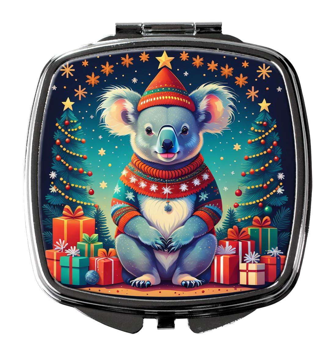 Caroline's Treasures Caroline's Treasures Koala Christmas Compact Mirror Decorative Travel Makeup Mirror for Women Girls Gifts Pocket Makeup Mirror Folding Handheld