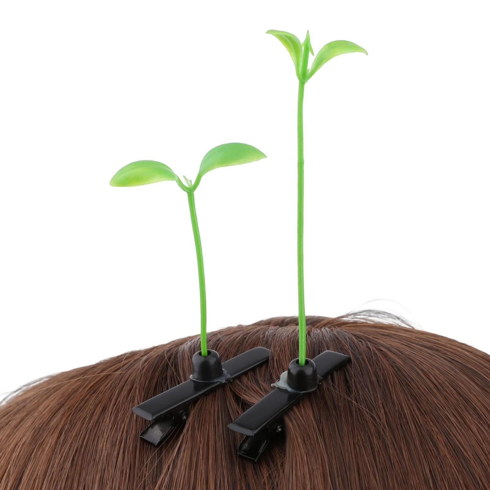 VOSAREA 50pcs bean sprouts hairpin green plant barrette leaf clips for plants bean sprout hair clips little plant hairpin metal hair clips lovely hairpin non-slip baby plastic