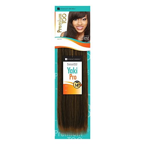 Sensationnel [2PACKS DEAL] SENSATIONNEL PREMIUM TOO YAKI WEAVE 100% HUMAN HAIR & PREMIUM BLEND HAIR (12", 1B)