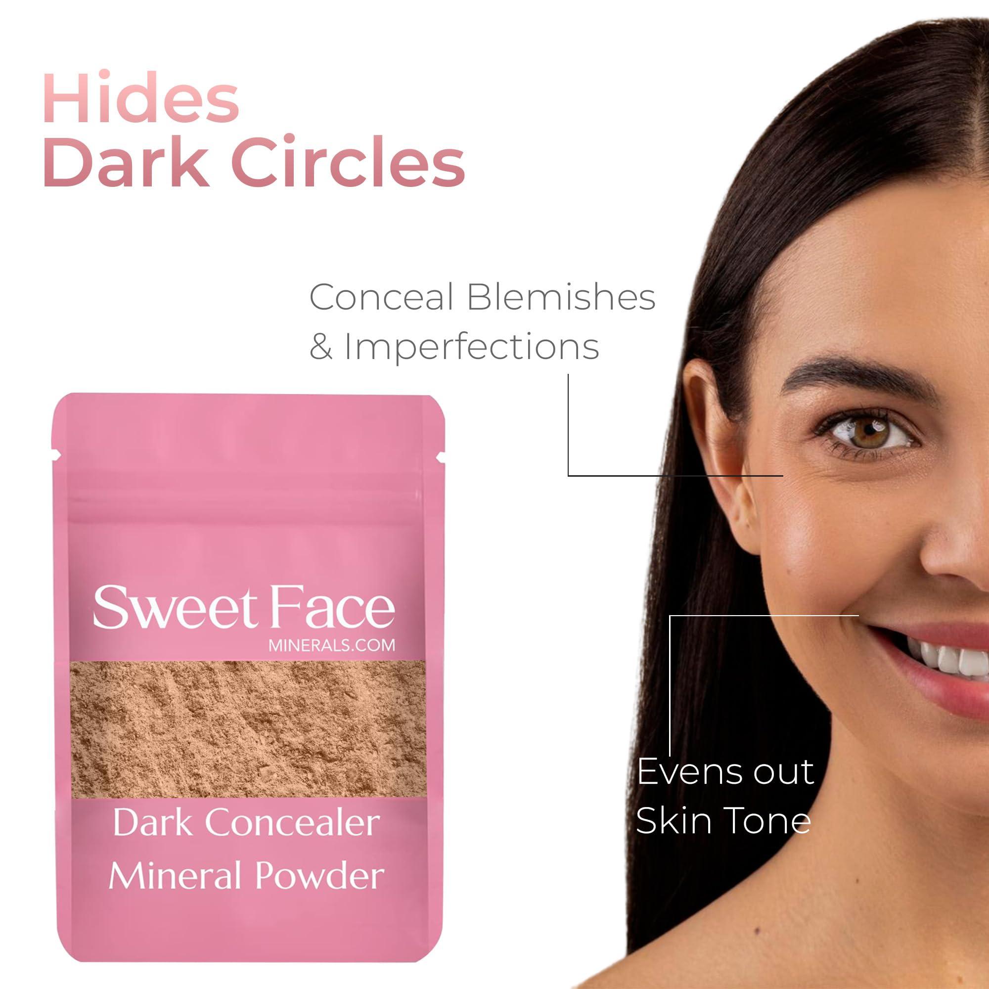 Sweet Face Minerals (12 Gram Bag) Dark Concealer Powder Refill by Sweet Face Minerals, High Coverage Concealer, Under Eye Concealer for Mature Skin, SPF 30 Concealer, Skin Foundation Concealer, Refillable Pouch