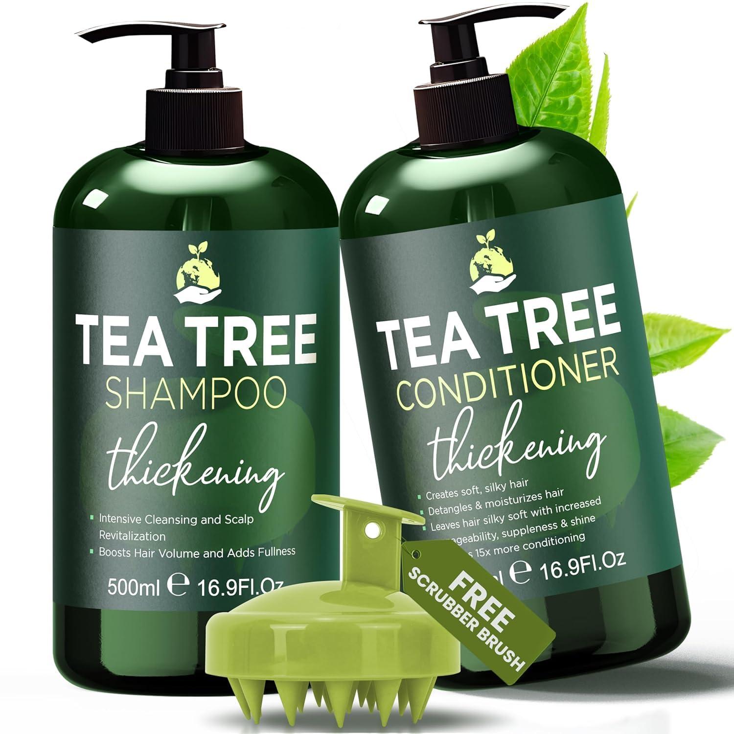 Terramed Just Think Comfort Tea Tree Shampoo and Conditioner Set | Thinning Hair Loss Treatment for Men and Women | Soothes Itchy Scalp, Dandruff