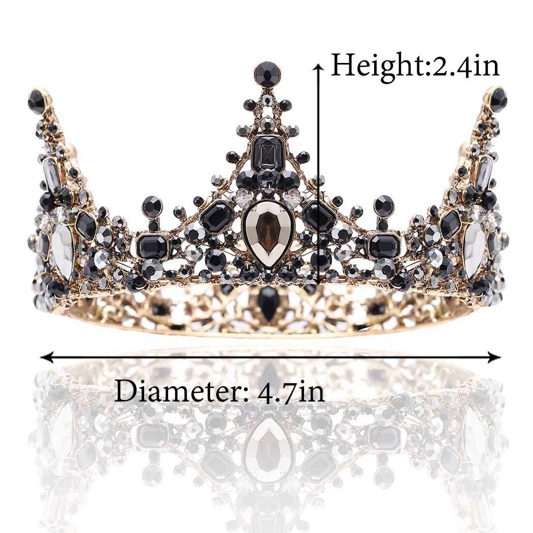 Barode Barode Baroque Rhinestones Black Bride Wedding Crowns and Tiaras Shining Dainty Charm Prom Queen Crowns Bridal Hair Accessories for Women