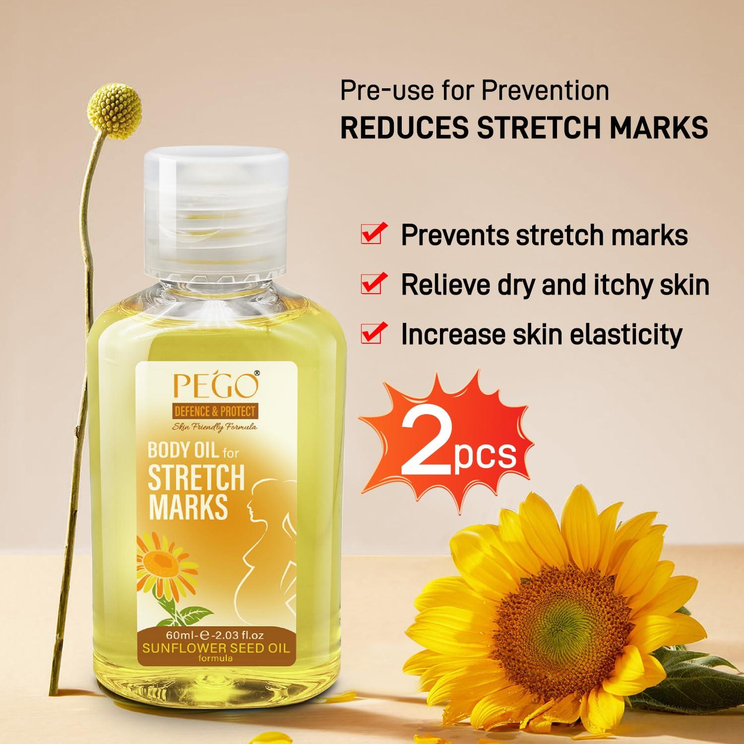 AOAO PEGO Stretch Marks Oil Maternity Body Oil for Stretch Marks Pregnancy Skin Care oil, Prevention & Reduction of Stretch Marks Pregnancy, 4.06 oz (2pcs)