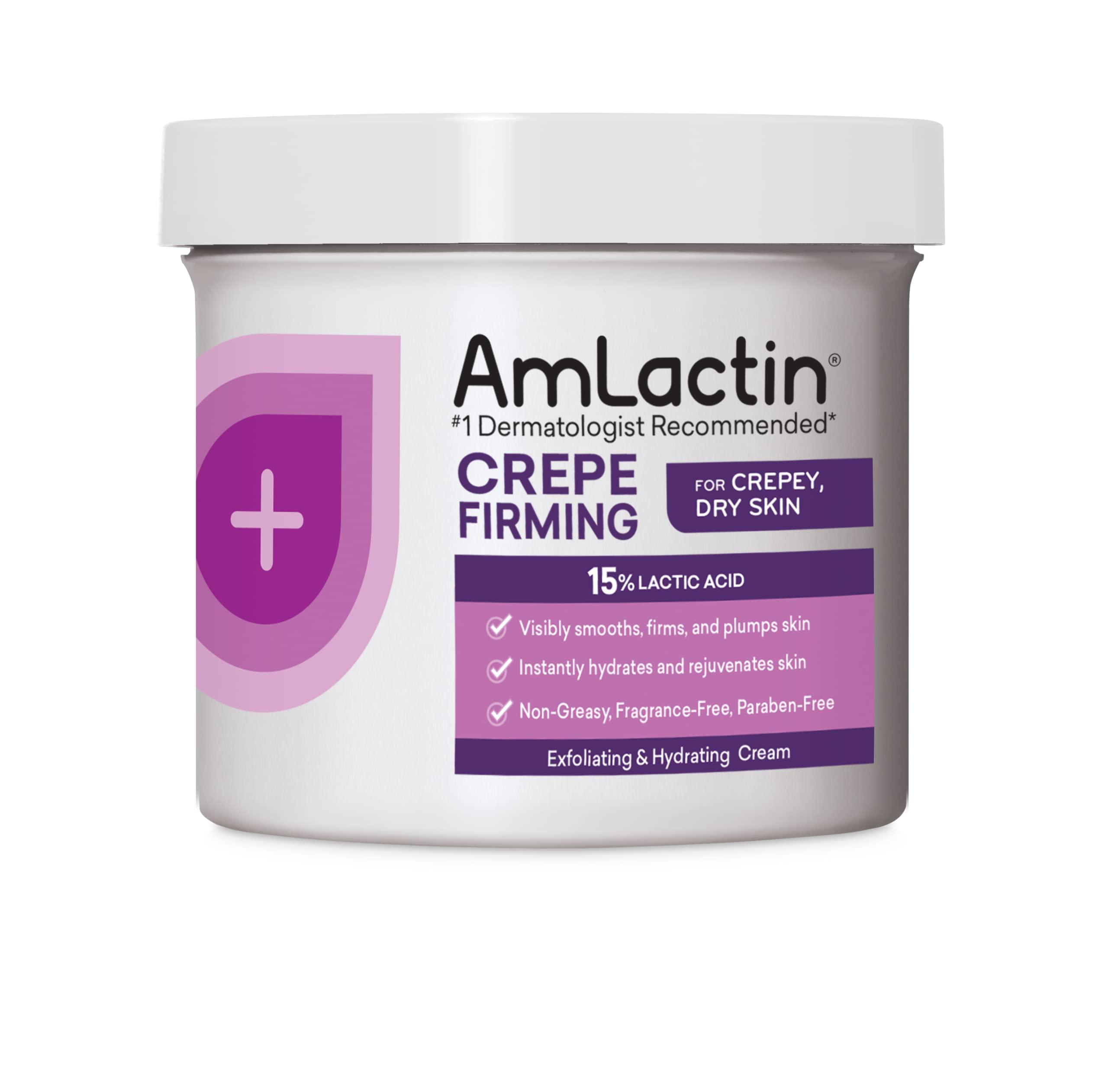 AmLactin AmLactin Crepe Firming Cream - 12 oz Body Cream with 15% Lactic Acid - Exfoliator and Moisturizer for Crepey, Dry Skin & Ultra Smoothing - 4.9 oz Body & Hand Cream with 15% Lactic Acid