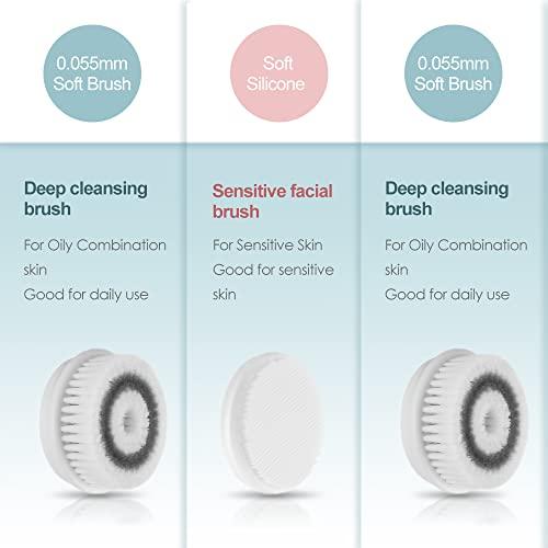 TOUCHBeauty TOUCHBeauty Facial Cleansing & Exfoliator Brush Set with Travel Case 3 Professional Cleansing Brush Heads for Oil/Sensitive/Combination Skin |Waterproof, Dual Speed