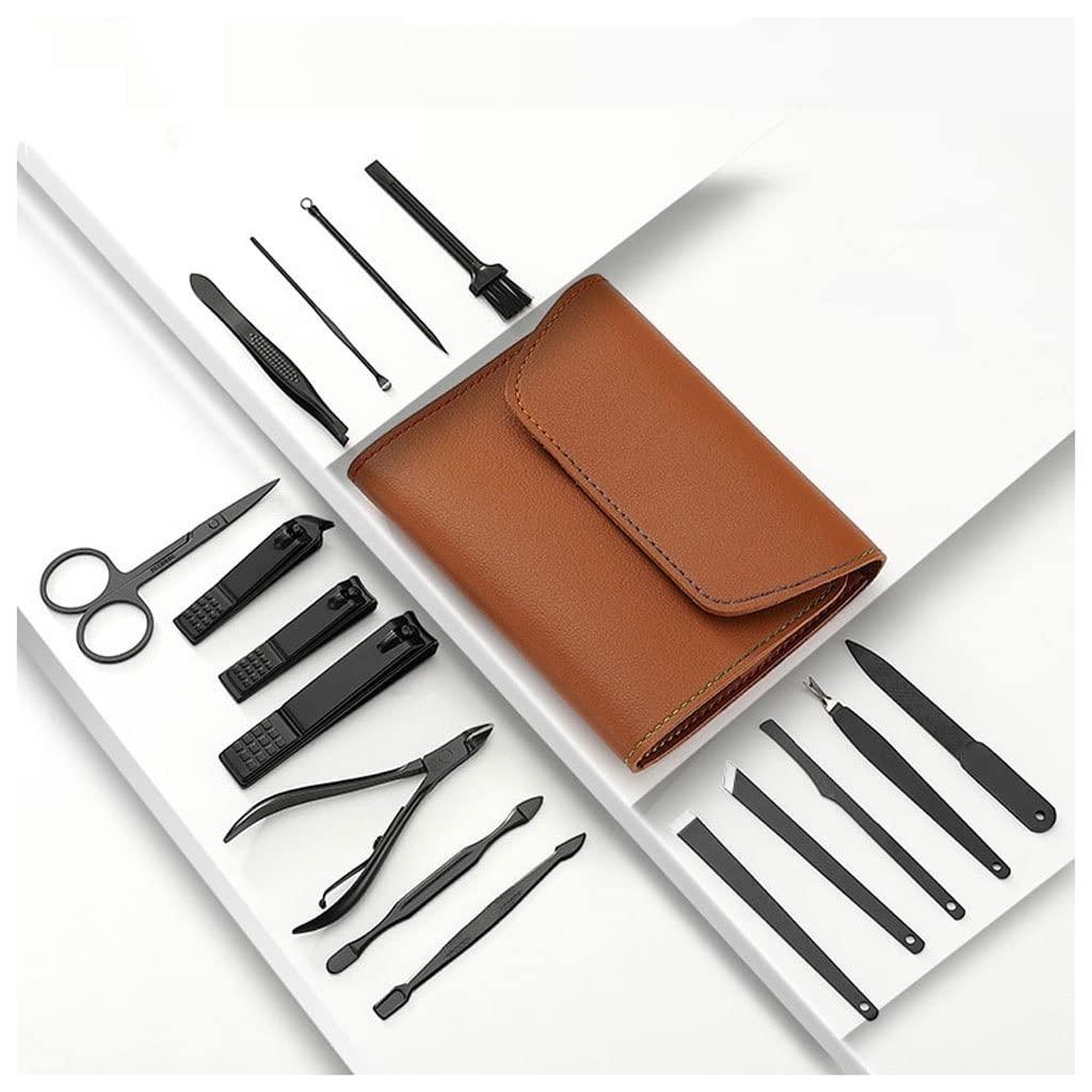LUNIZ LUNIZ Manicure Set Men\'s Special Carbon Steel Nail Clipper Set Black Ear Spoon Tool Home Pedicure Nail Clipper Beauty Manicure Nail Tool Set Manicure Nail Clippers Kit (Color : A)