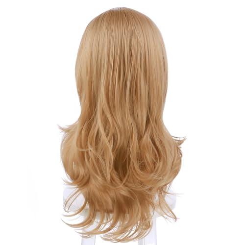 PATTNIUM PATTNIUM Kids Child Brown Wig Long Curly Wavy Ginger Wig for Girls Middle Part Shoulder Length Synthetic Wig with Wig Cap
