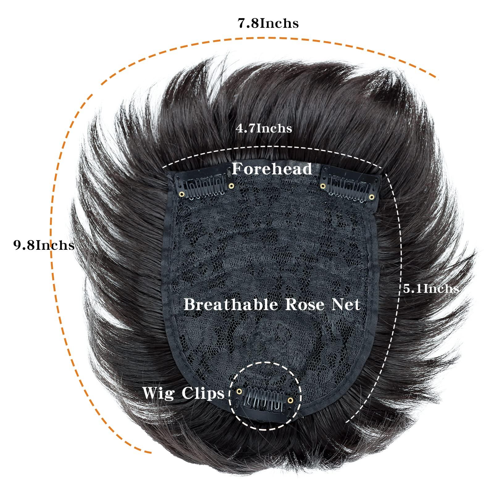 Askuang Askuang Hair Toupee for Men Clip in Crown Topper Hair Extensions Mens Hair Piece for Hairline Loss Covering White Loss Hair Toupee Wig Short Hair Toppers for Men Natural Black