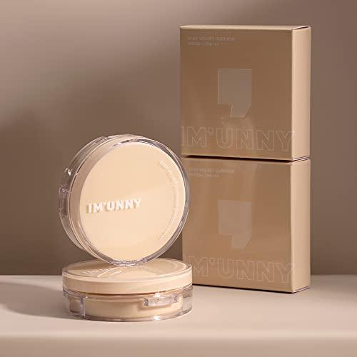 UNNY CLUB IM UNNY Stay Velvet Cushion | Long Lasting Korean Foundation Cushion, Base Makeup with Matte Finish, Full Coverage | K Beauty (21. Ivory)