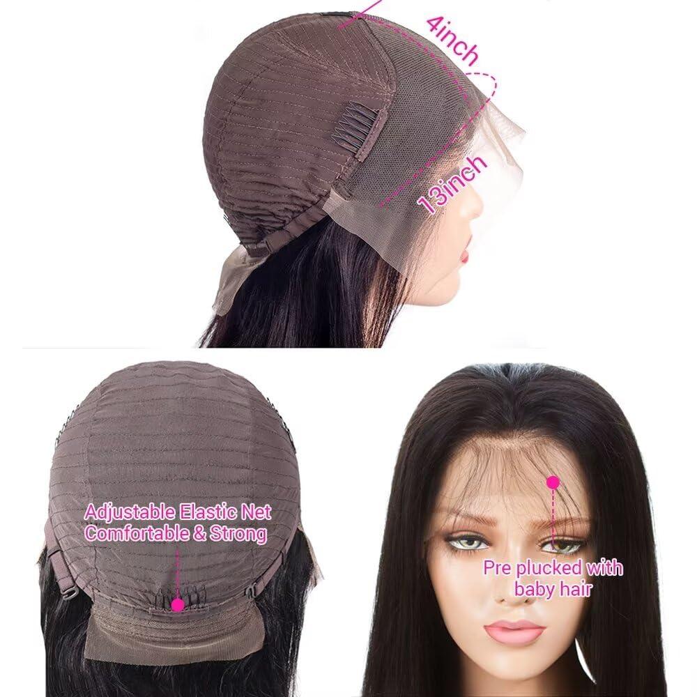 oulaer 200% Density Body Wave Lace Front Wig Human Hair For Black Women 13x4 Transparent HD Lace Frontal Wig Pre Plucked With Baby Hair Natural Hairline Glueless Wigs 24Inch