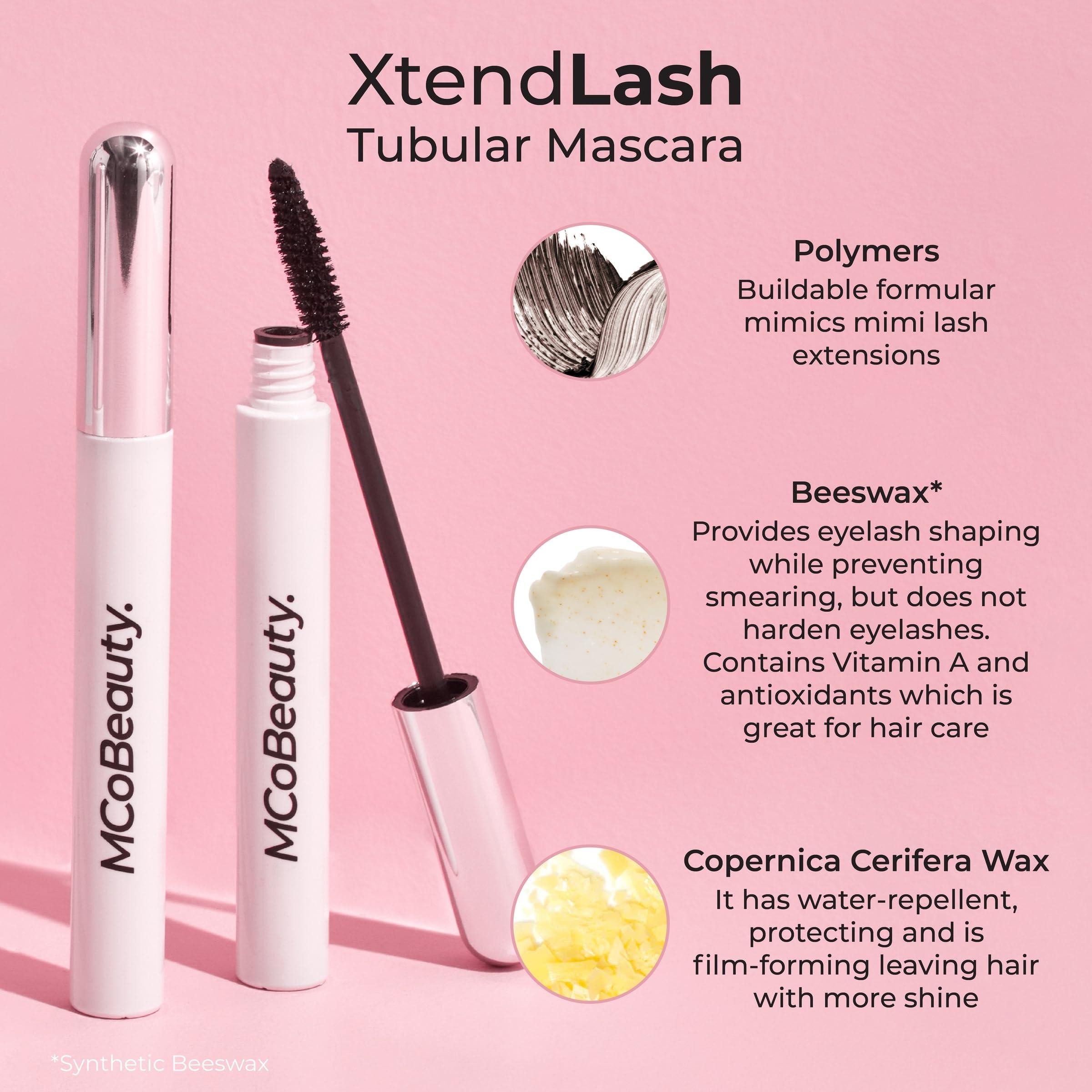MCoBeauty MCoBeauty XtendLash Tubular Mascara, Black-Brown, Bold Definition for Intensely Defined Lashes, Vegan, Cruelty Free Cosmetics