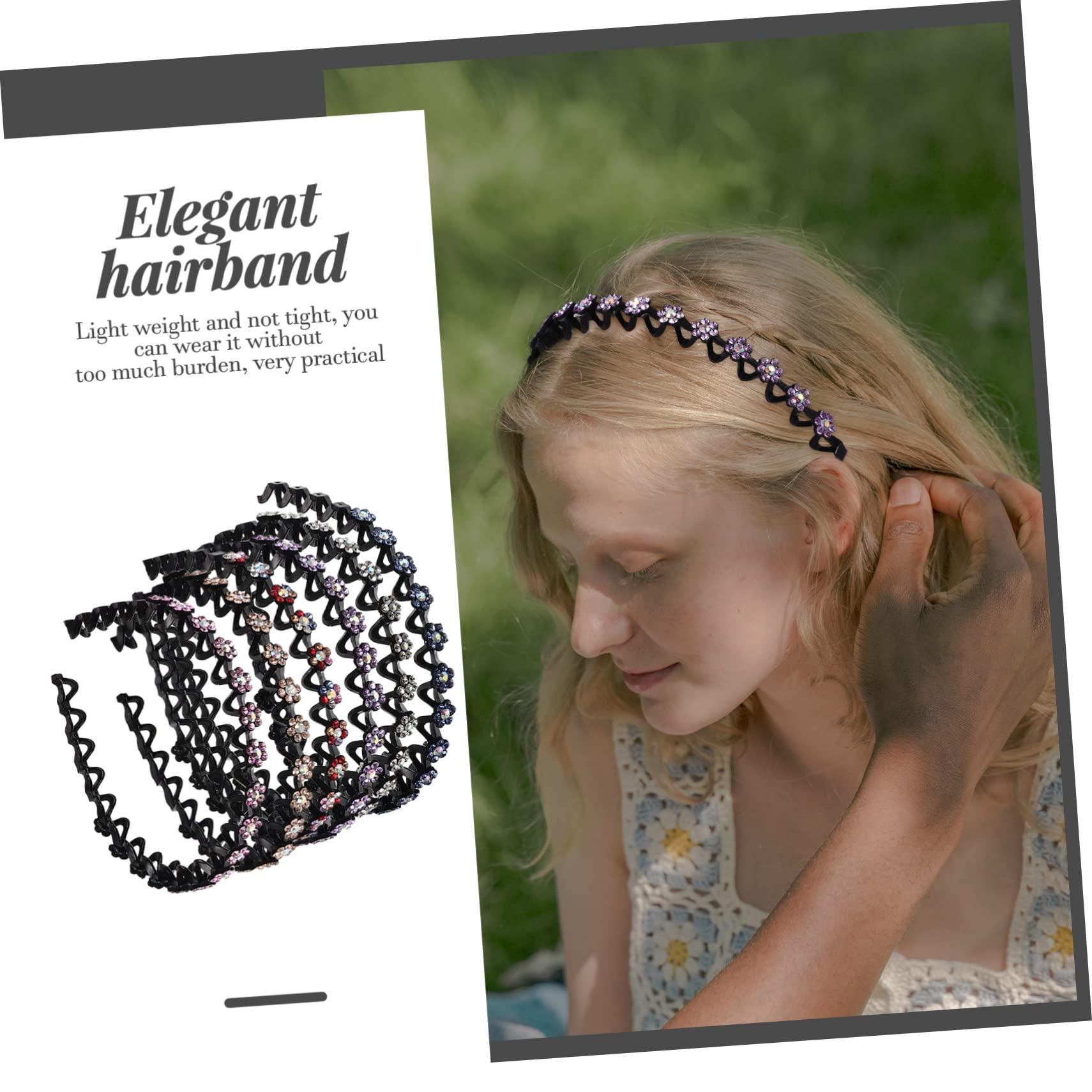 NOLITOY NOLITOY Vintage Rhinestone Flower Headband Fashion Girl Hair Accessories Daily Headdress for Women