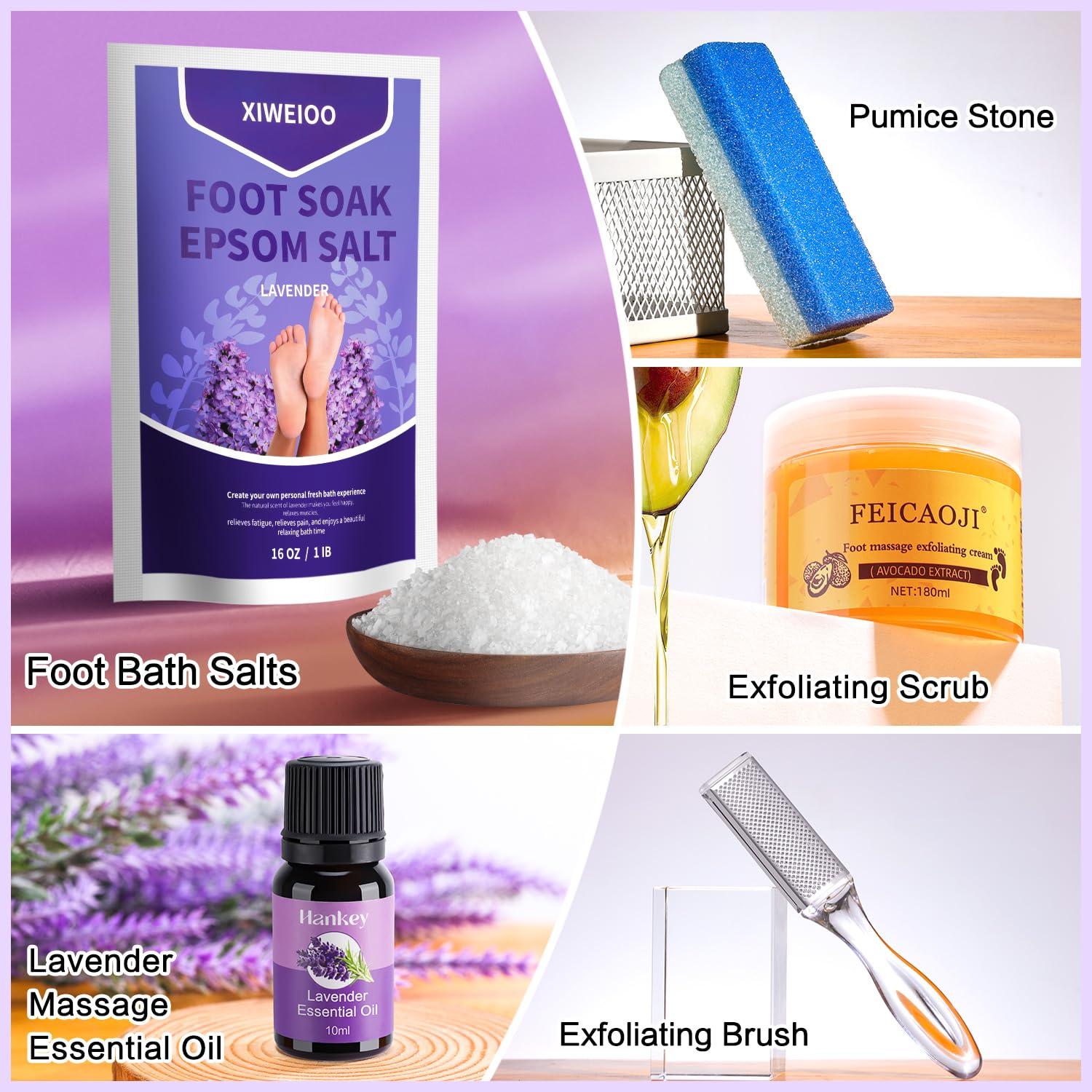 xiweioo XIWEIOO foot salt set Foot Soak with Epsom Salt - For Toenail Repair, Athletes Foot, Softens Calluses, Soothes Sore & Tired Feet