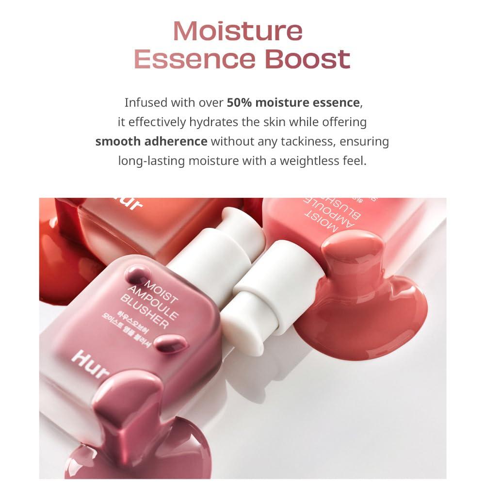 House of Hur House of Hur Moist Ampoule Blusher, Buildable Water-based Formula, Infused with over 50% moisture essence, no tackiness, long-lasting moisture, weightless feel (05 Peach Coral, 20ml)