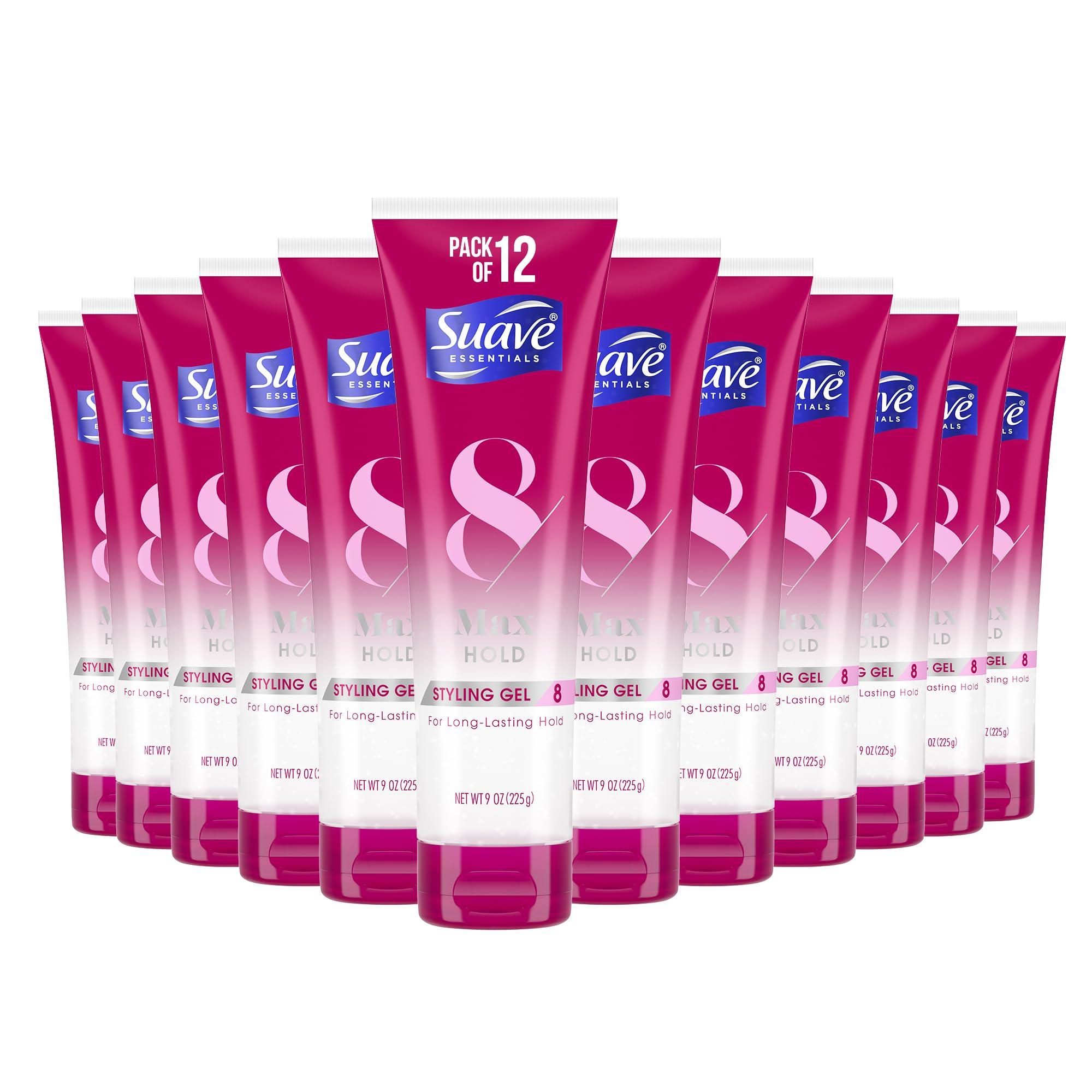 Suave Suave Hair Gel For Women and Men, Maximum Hold Sculpting Hair Gel, 9 oz, (Pack of 12)